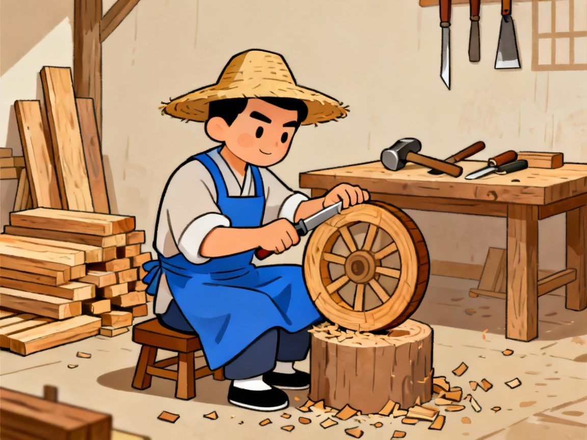 阿木工匠制作车轮